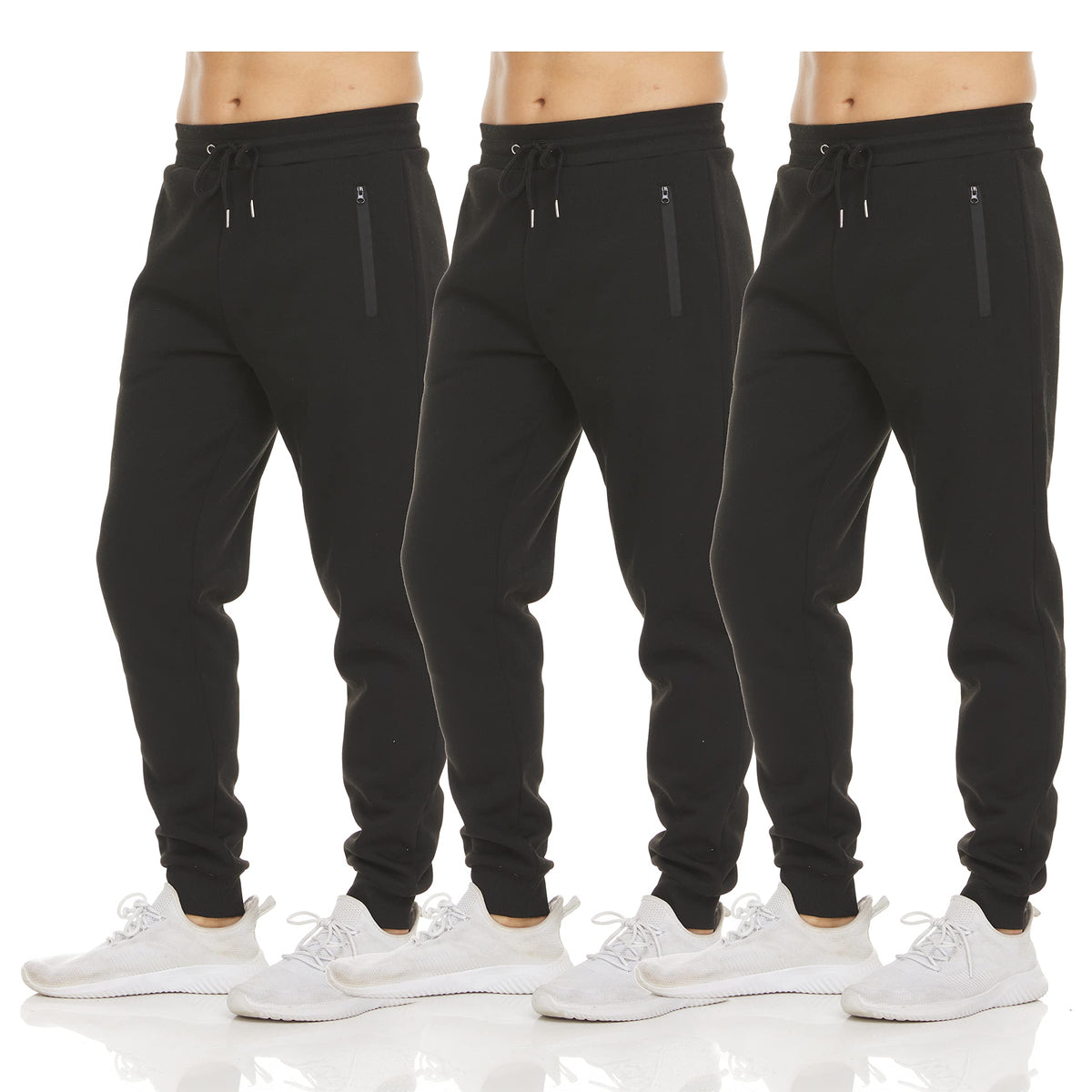 PURE CHAMP Men's Fleece Athletic Jogger Sweatpants 3-Pack