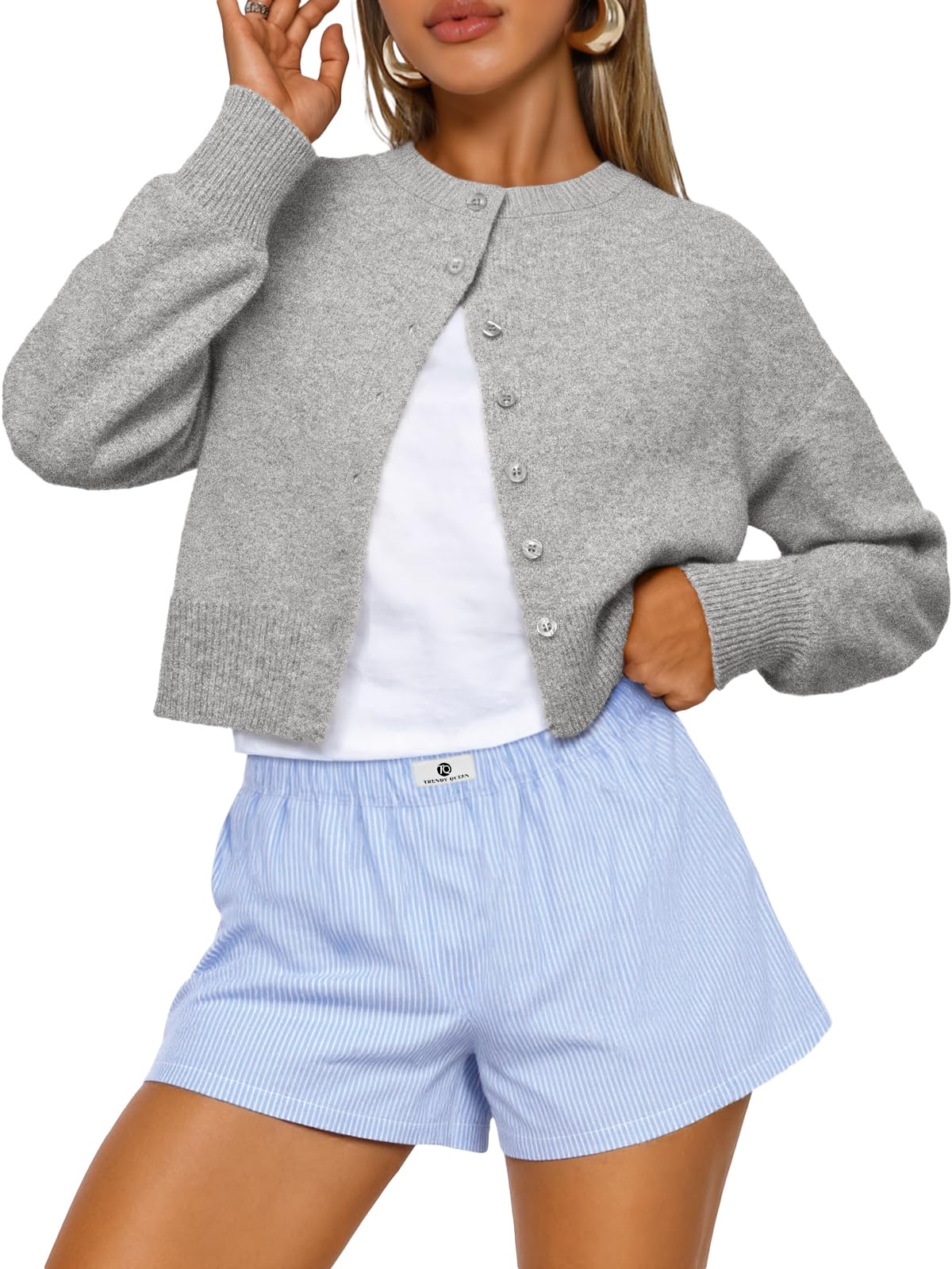 Trendy Queen Women's Cropped Fall Cardigan Sweater