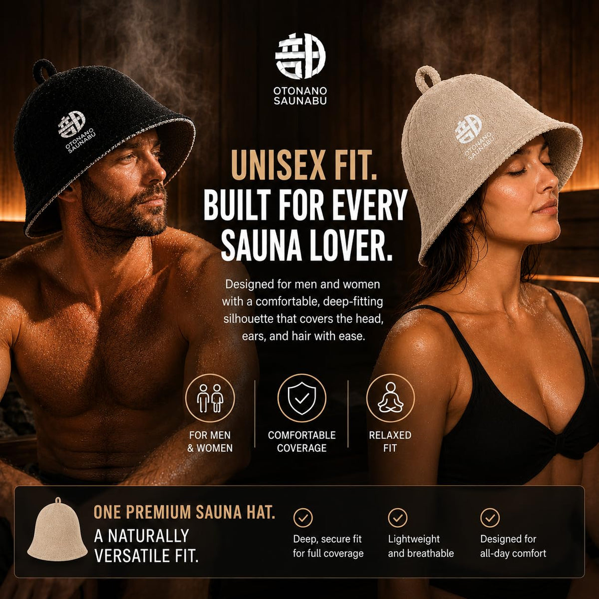 Reversible Double-Layer 100% Cotton Japanese Sauna Hat