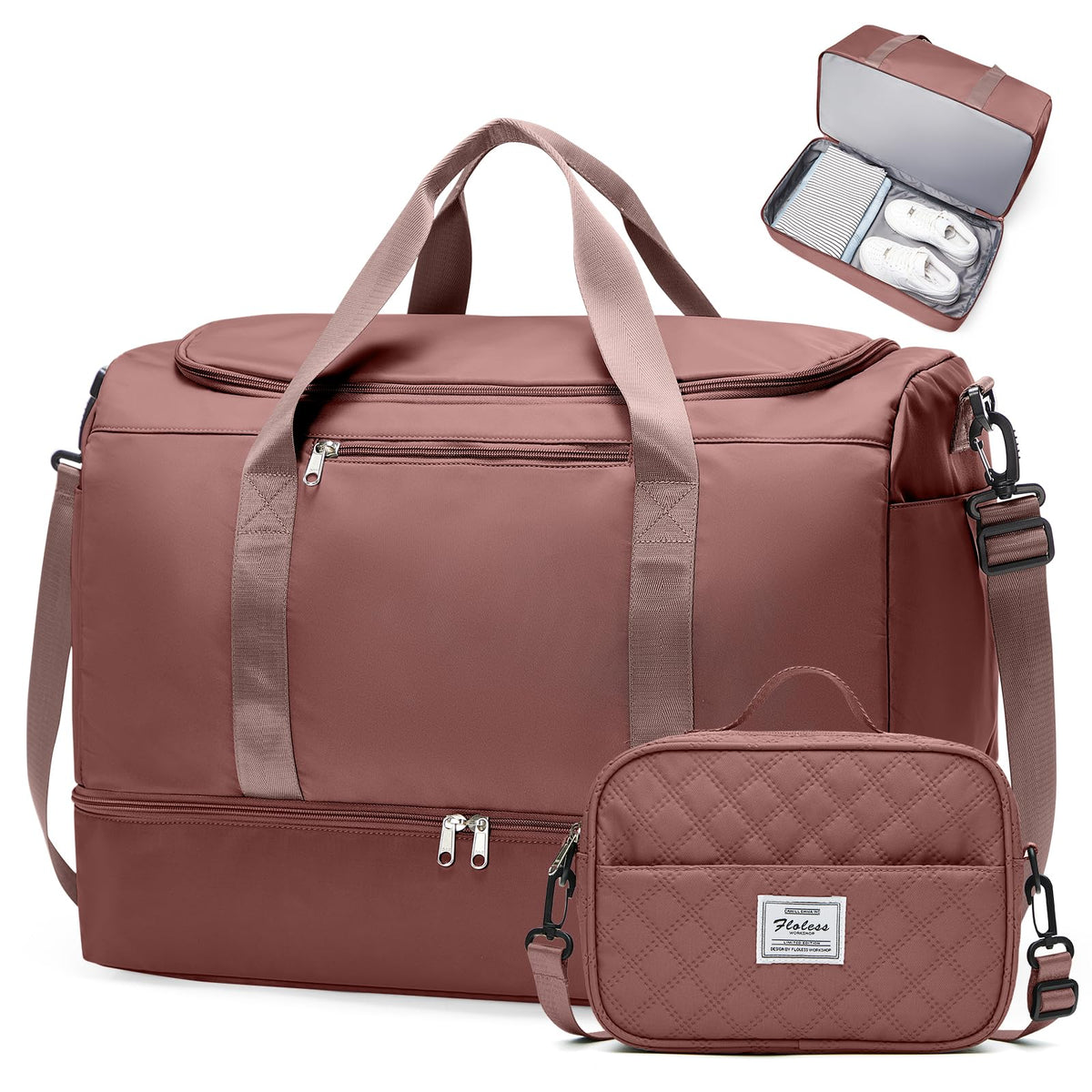 Women's Large Weekender Duffle Bag with Shoe Compartment