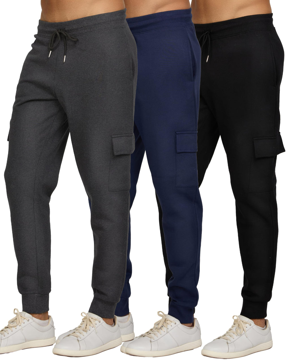 PURE CHAMP Men's Fleece Athletic Jogger Sweatpants 3-Pack