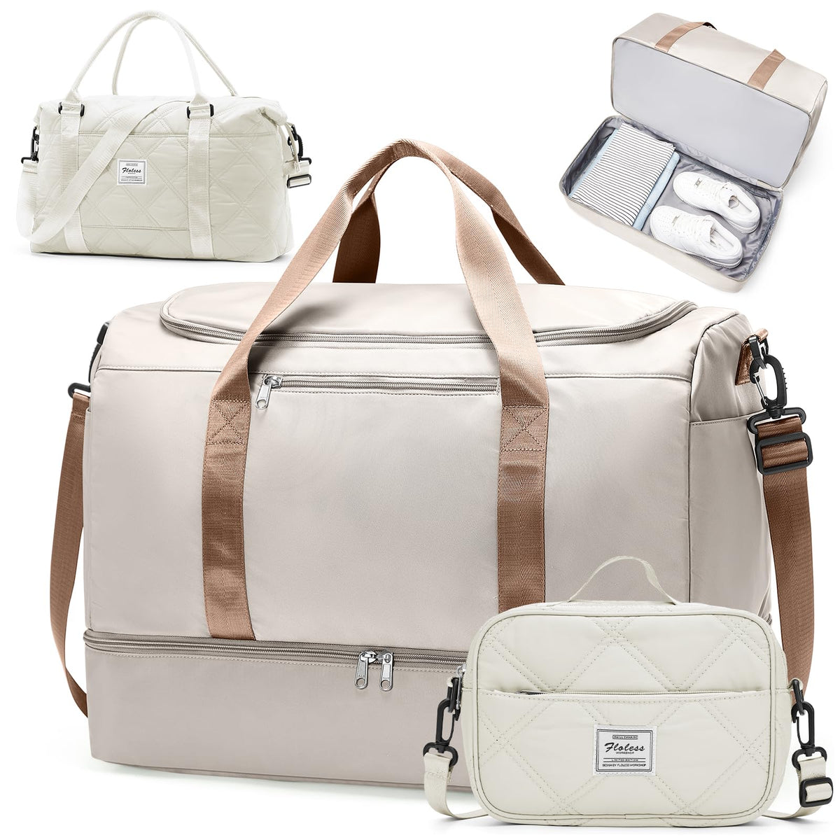 Women's Large Weekender Duffle Bag with Shoe Compartment