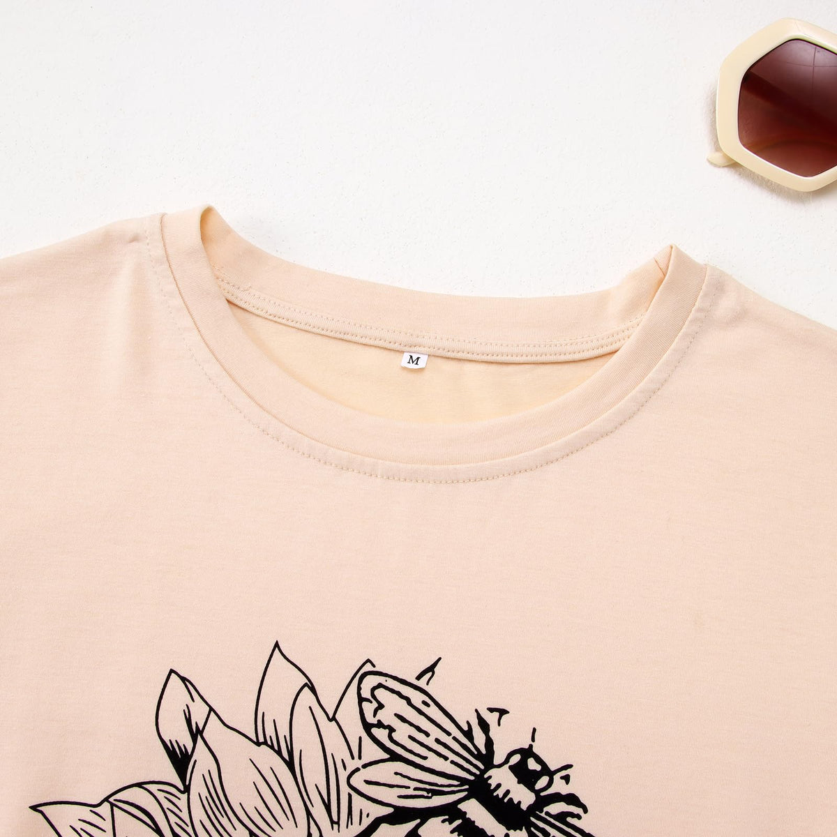 GLIGLITTR Women's Sunflower Graphic Crew-Neck T-Shirt
