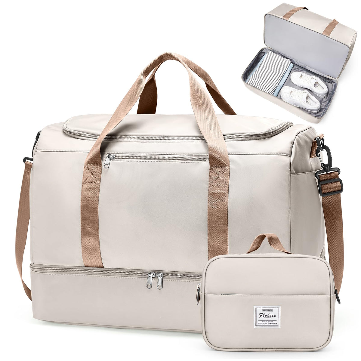 Women's Large Weekender Duffle Bag with Shoe Compartment