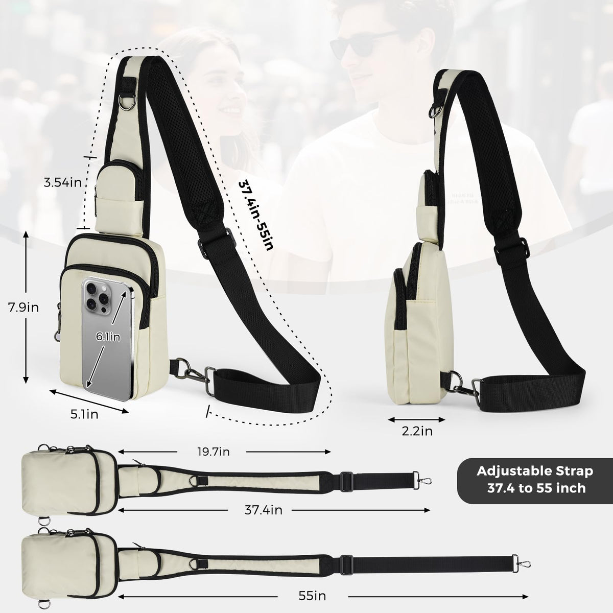 VADOO Unisex RFID Water-Resistant Crossbody Sling Bag