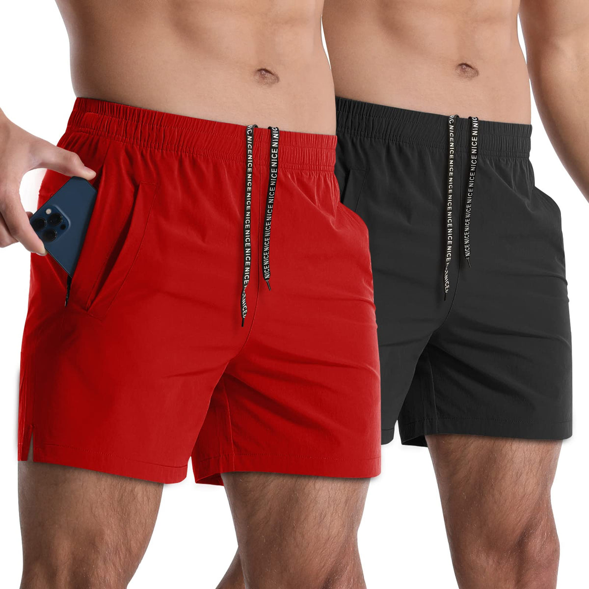 Lempue Men's 5-Inch Athletic Workout Shorts 2-Pack