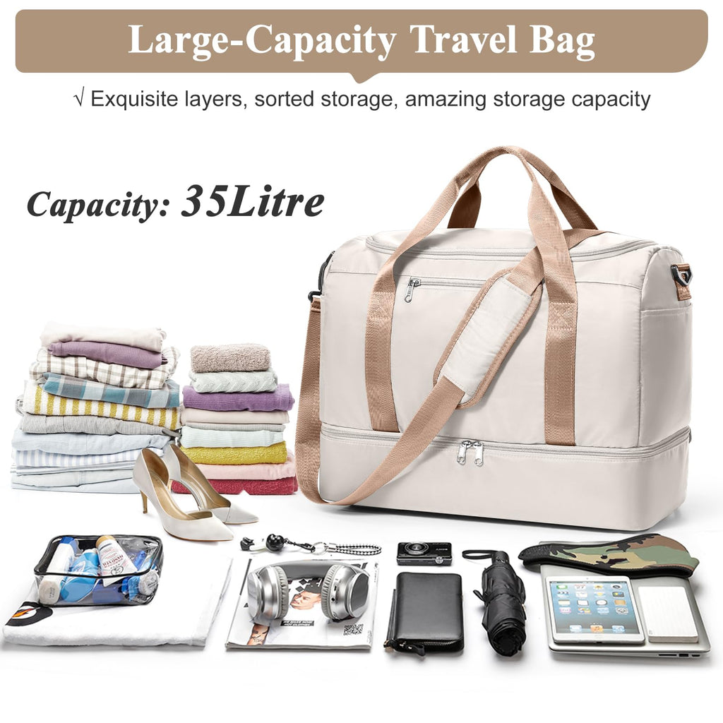Women's Large Weekender Duffle Bag with Shoe Compartment