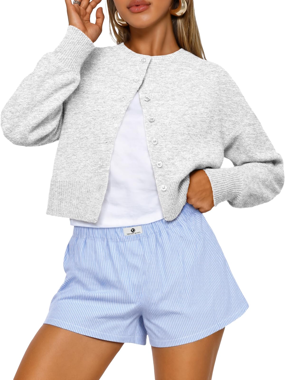 Trendy Queen Women's Cropped Fall Cardigan Sweater