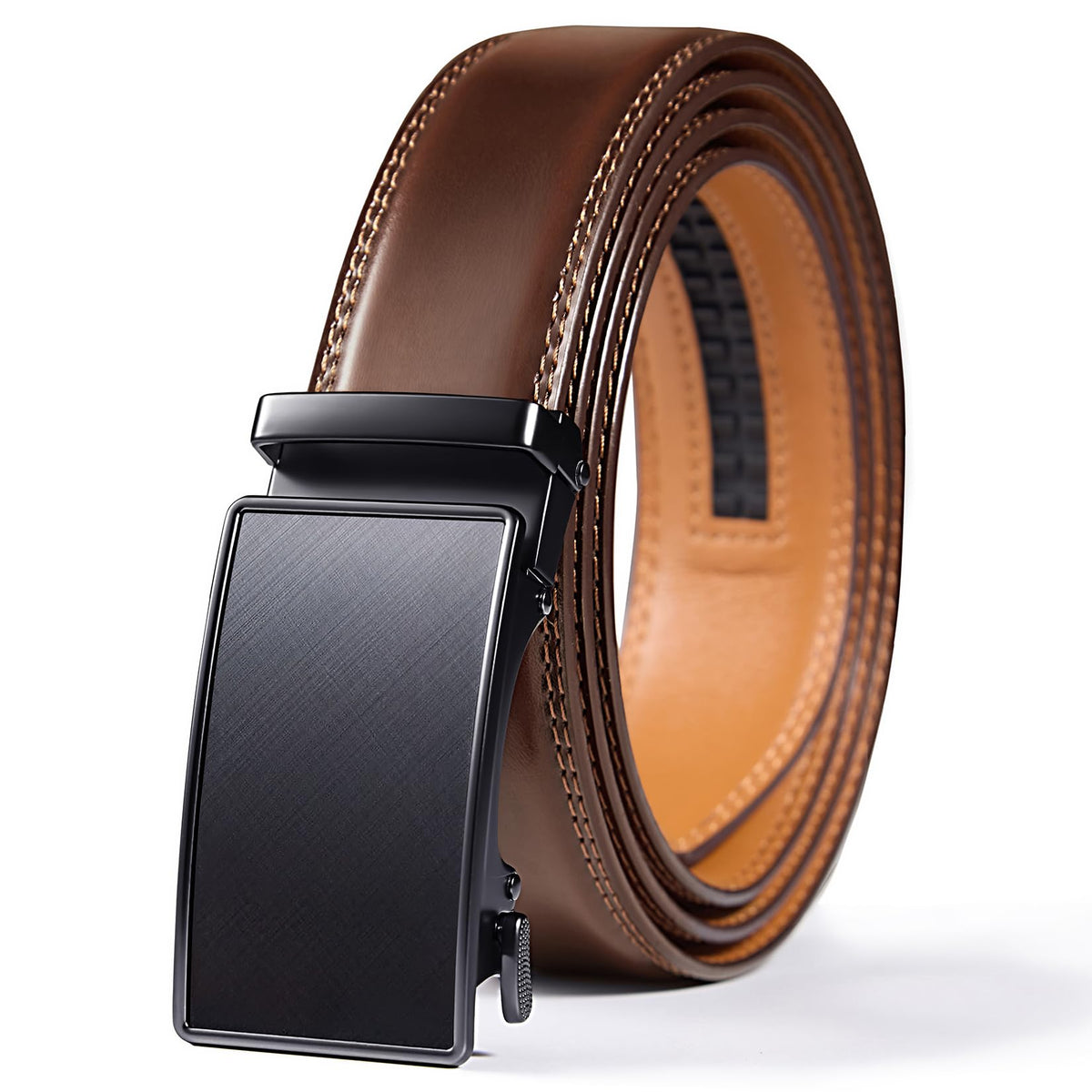 Men's Leather Ratchet Belt for Dress and Casual Wear