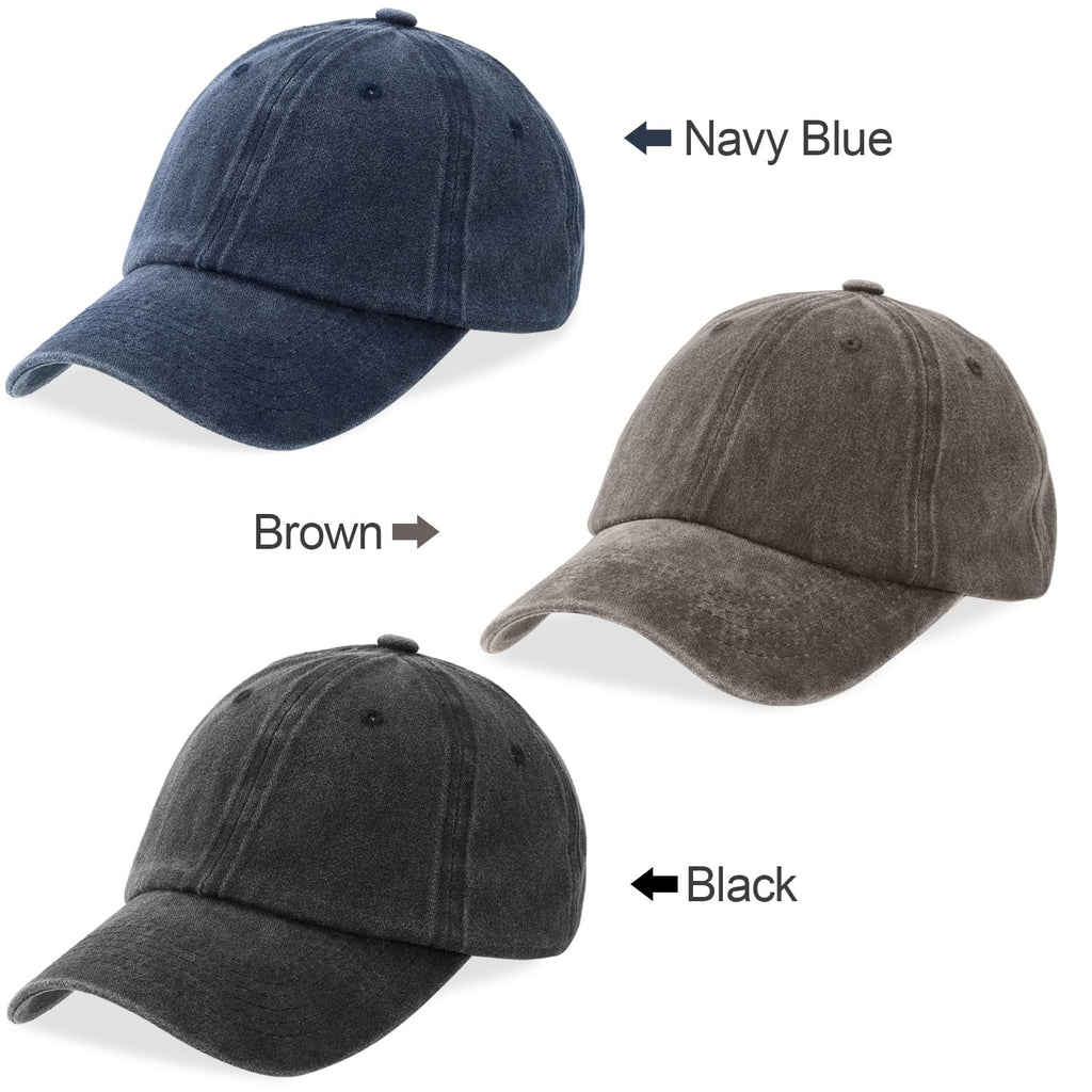 Washed Cotton Adjustable Dad Baseball Caps 3-Pack