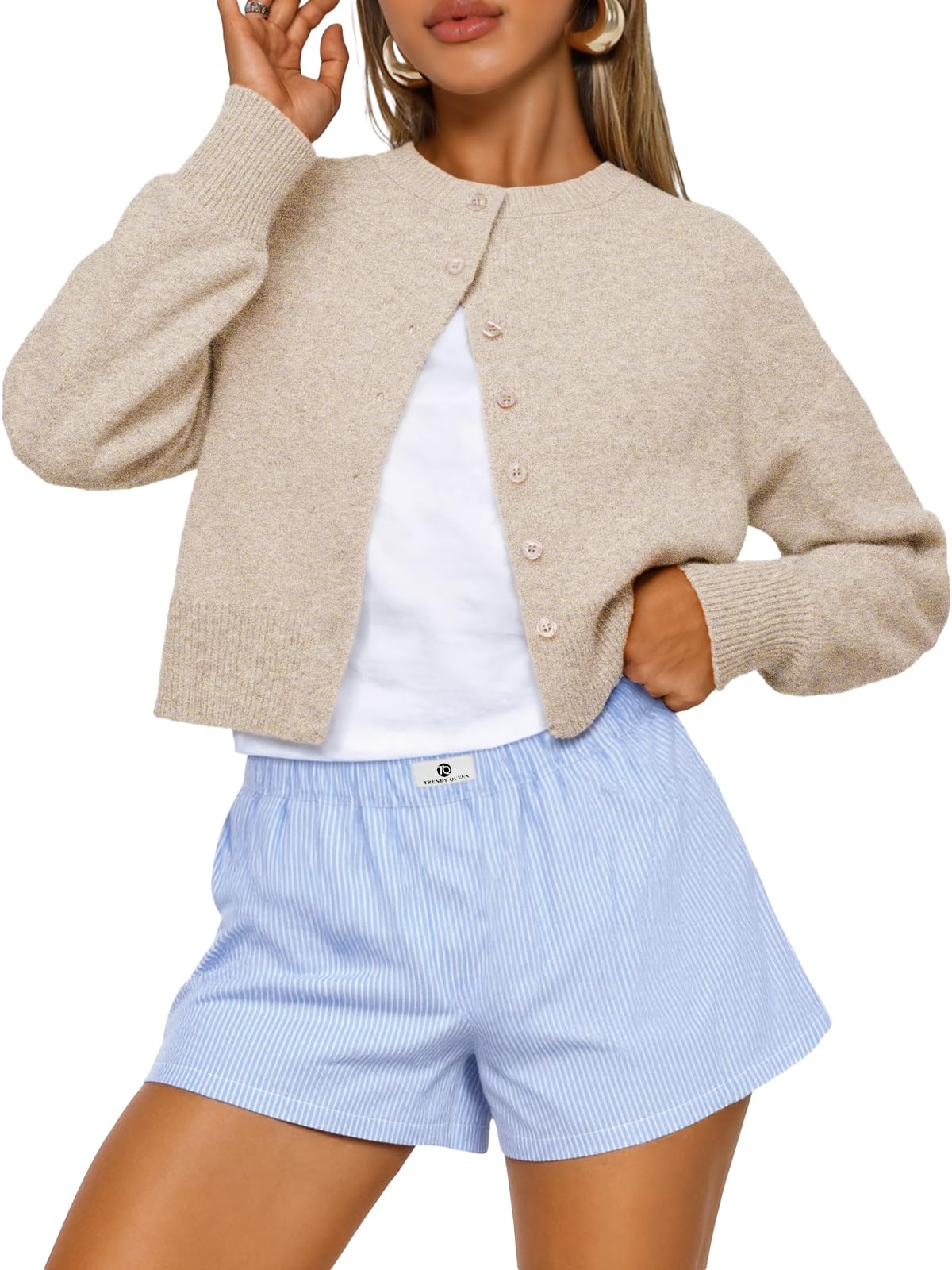 Trendy Queen Women's Cropped Fall Cardigan Sweater