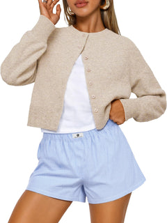Trendy Queen Women's Cropped Fall Cardigan Sweater