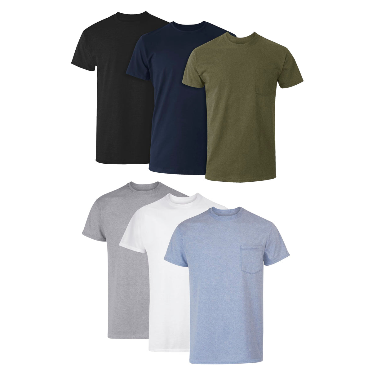 Hanes Men's Cotton Crewneck Pocket T-Shirts 6-Pack