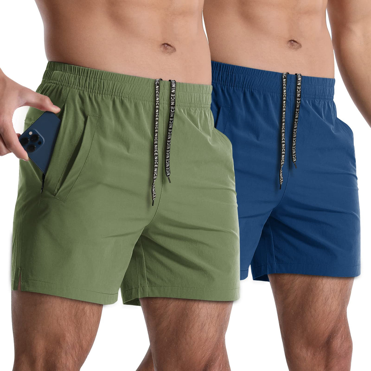 Lempue Men's 5-Inch Athletic Workout Shorts 2-Pack