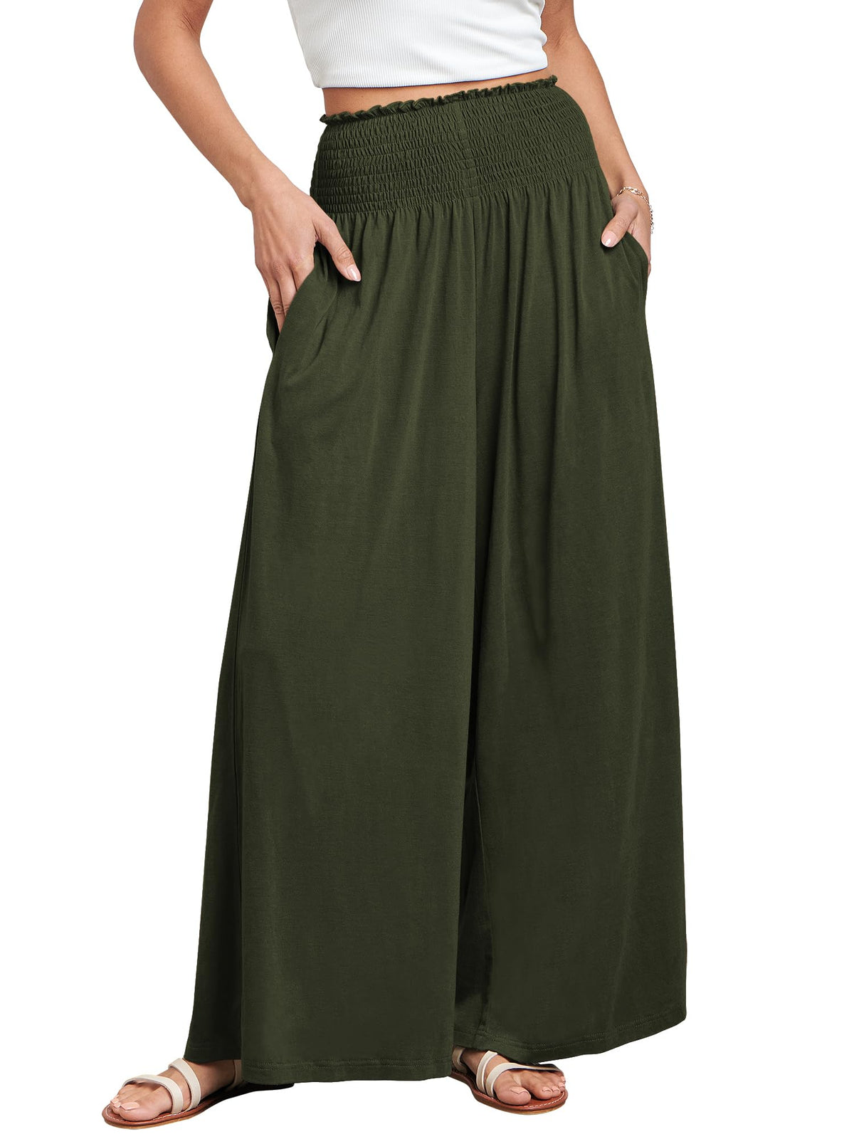 ANRABESS Women's Casual Wide-Leg Palazzo Pants with Pockets