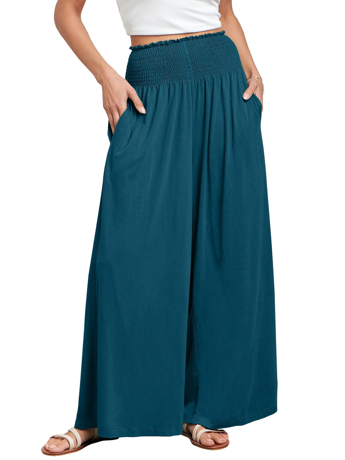 ANRABESS Women's Casual Wide-Leg Palazzo Pants with Pockets