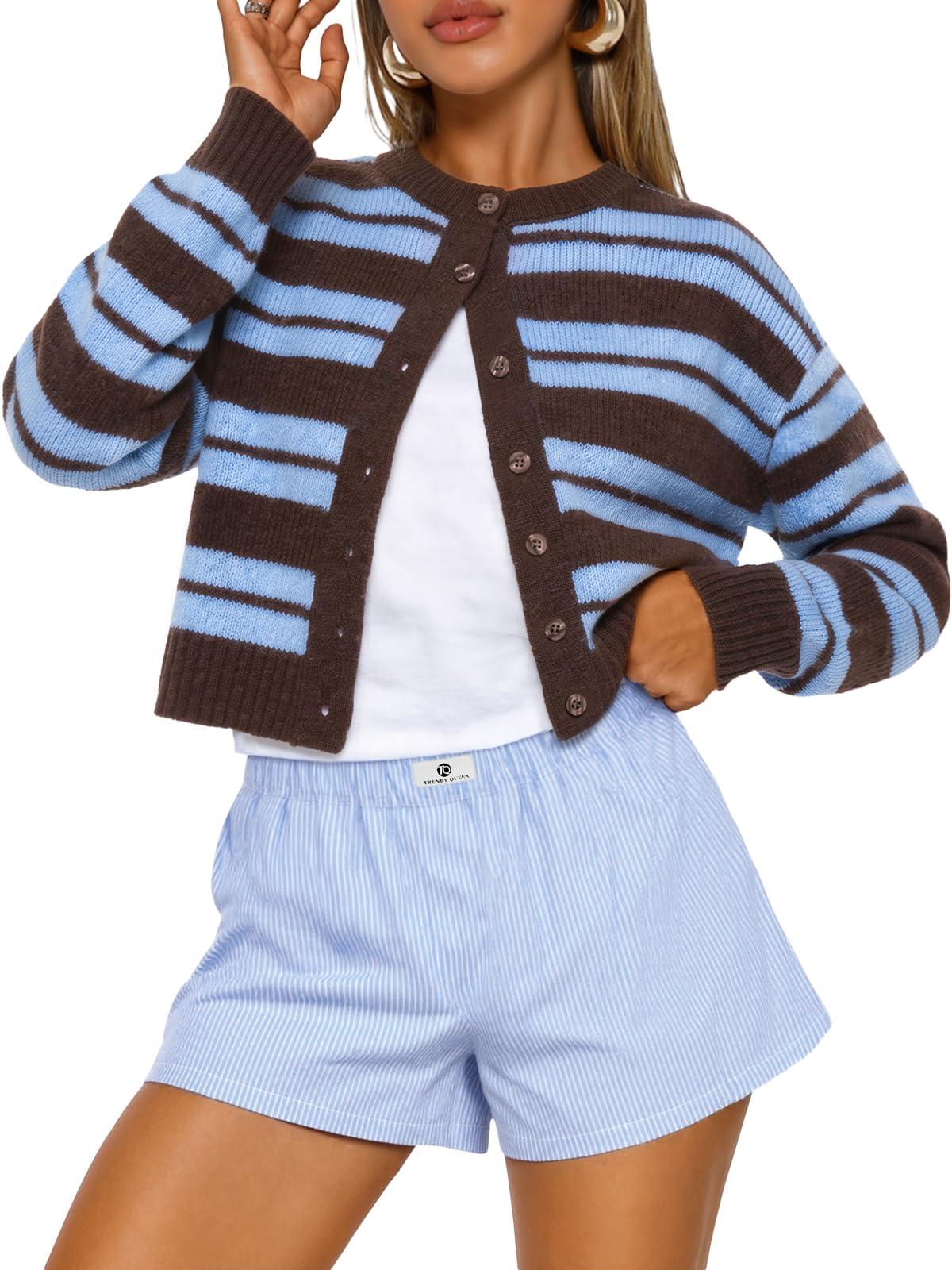 Trendy Queen Women's Cropped Fall Cardigan Sweater