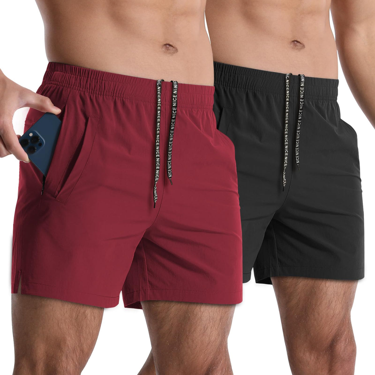 Lempue Men's 5-Inch Athletic Workout Shorts 2-Pack