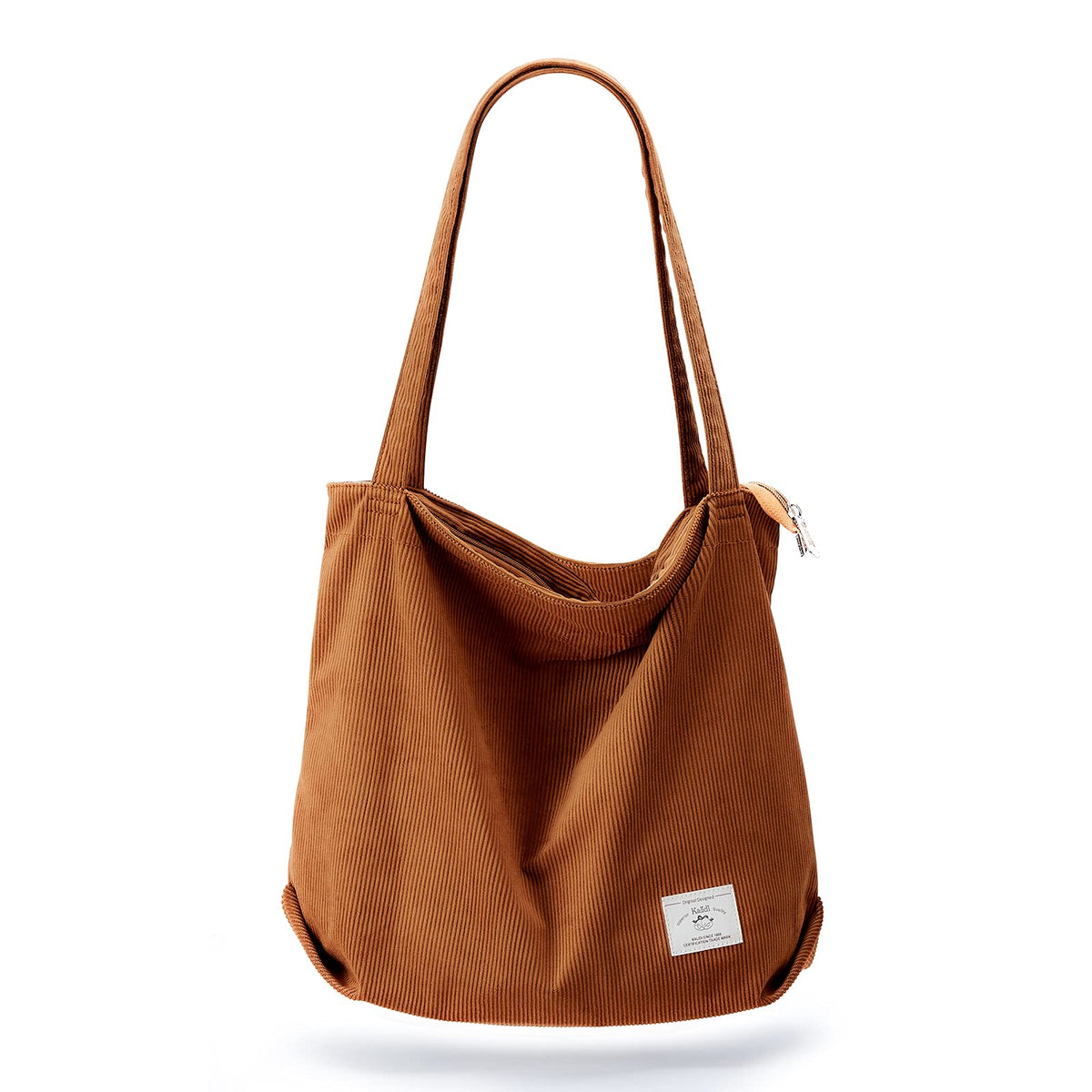 KALIDI Women's Large Corduroy Zipper Tote Shoulder Bag