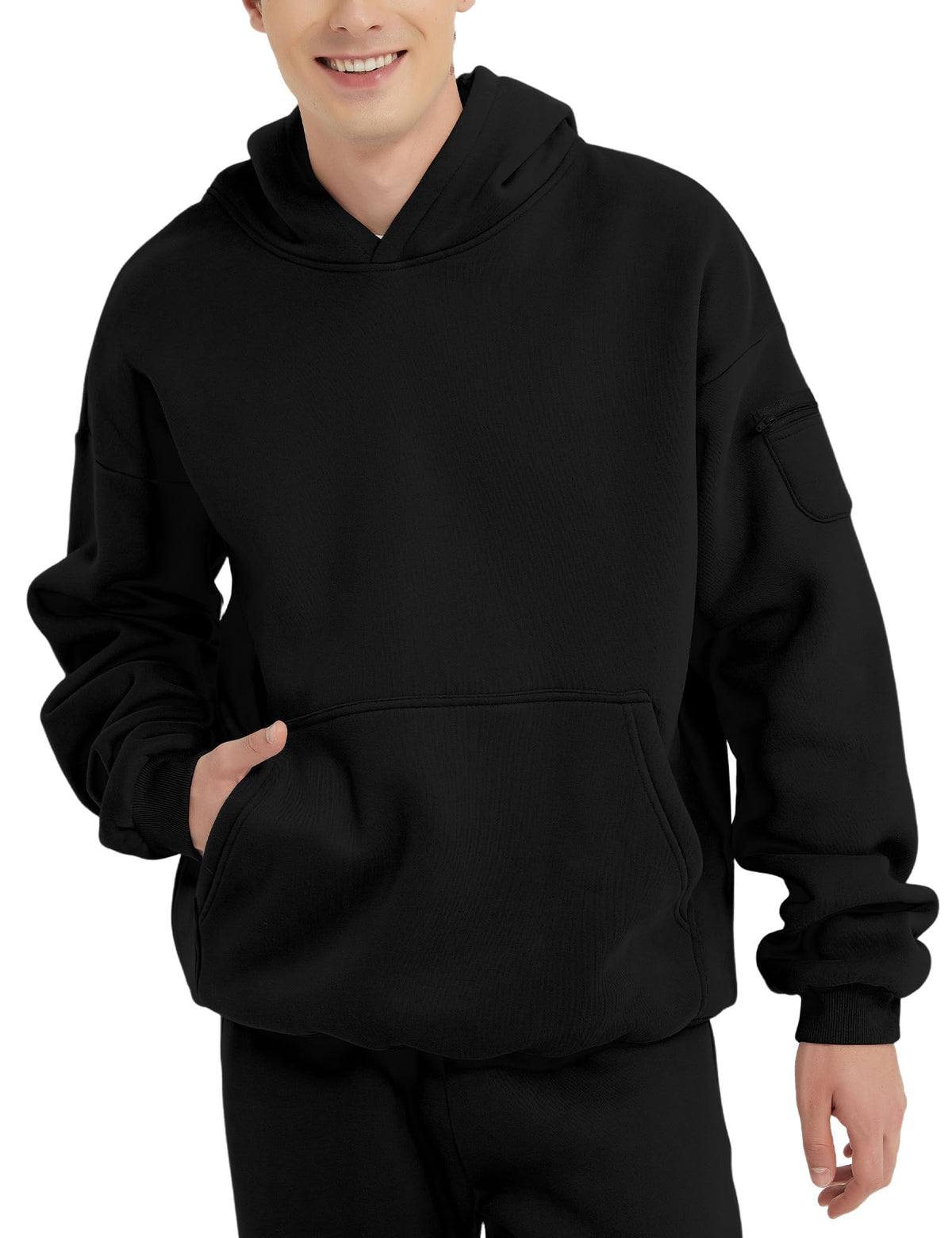 FAIABLE Men's Relaxed Fit Fleece Hoodie with Zipper Pockets