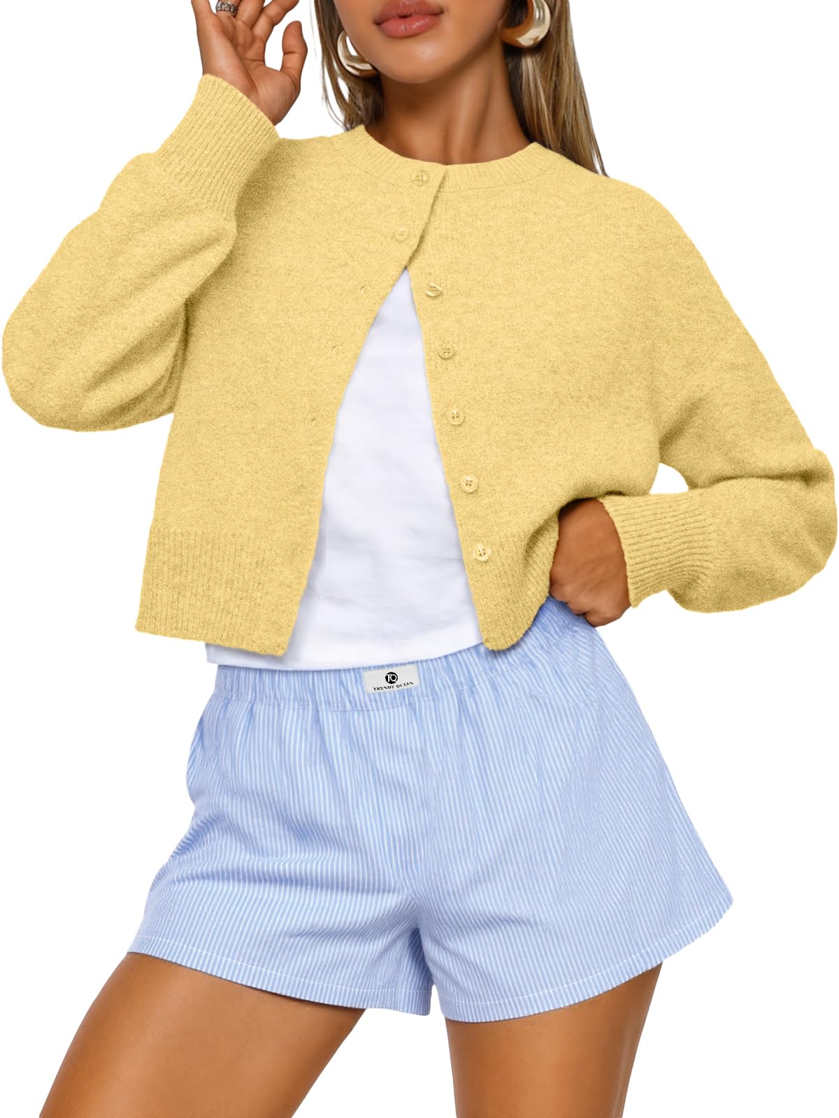 Trendy Queen Women's Cropped Fall Cardigan Sweater