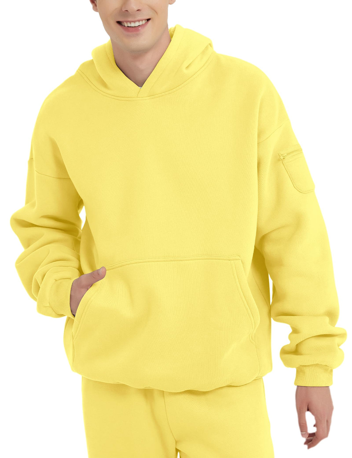 FAIABLE Men's Relaxed Fit Fleece Hoodie with Zipper Pockets