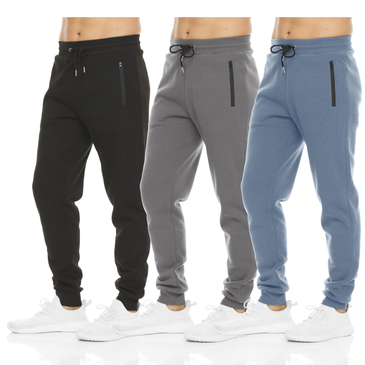 PURE CHAMP Men's Fleece Athletic Jogger Sweatpants 3-Pack