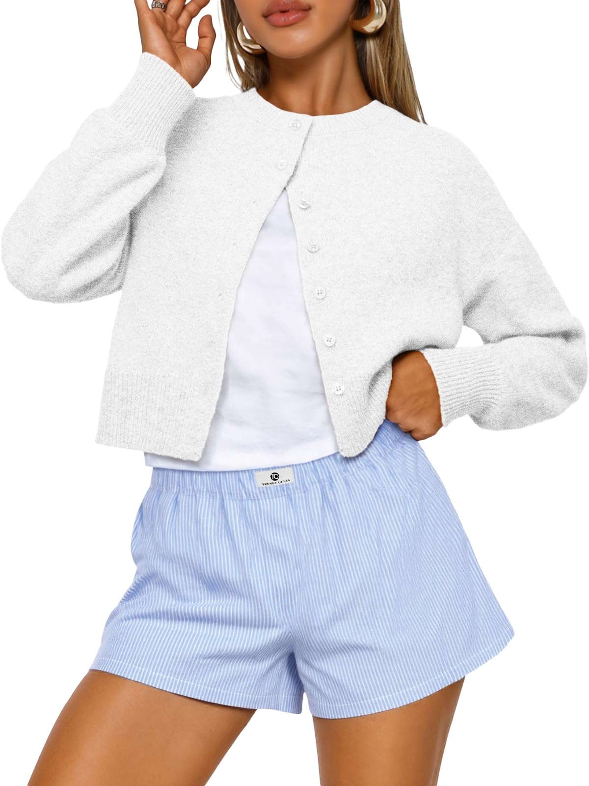 Trendy Queen Women's Cropped Fall Cardigan Sweater