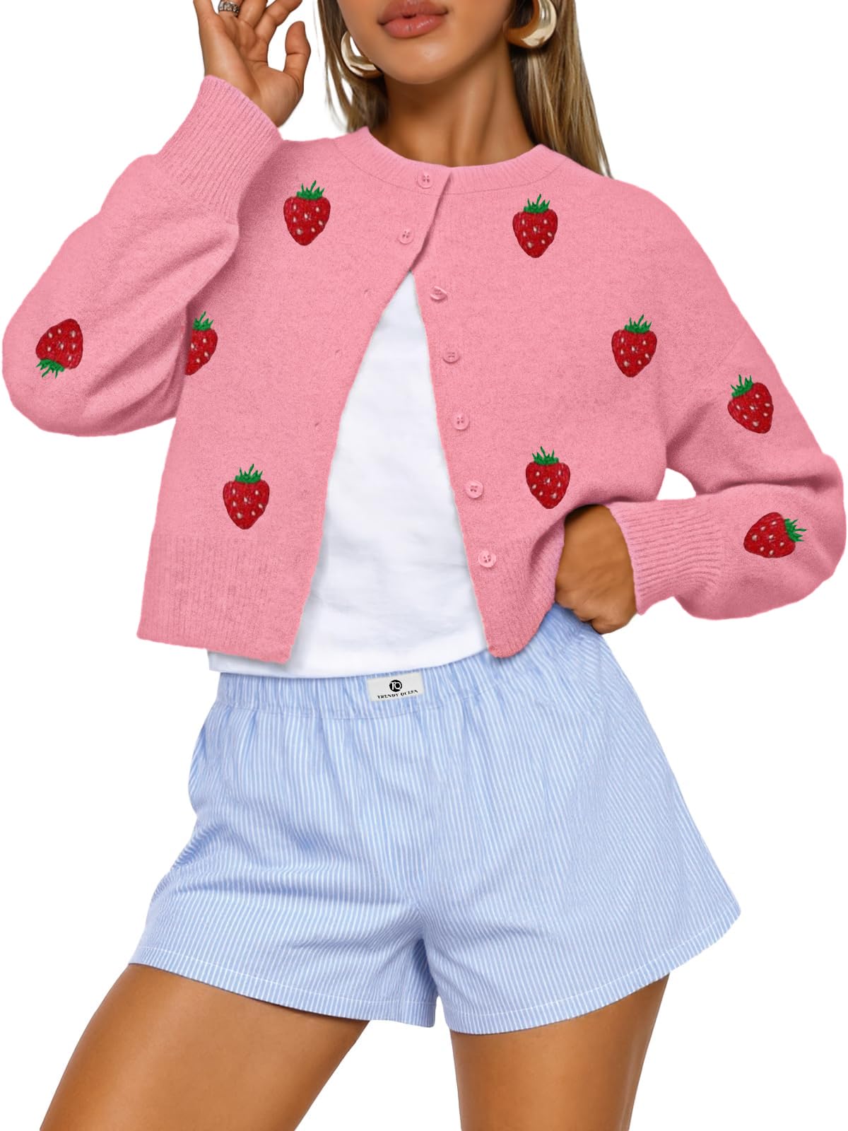 Trendy Queen Women's Cropped Fall Cardigan Sweater
