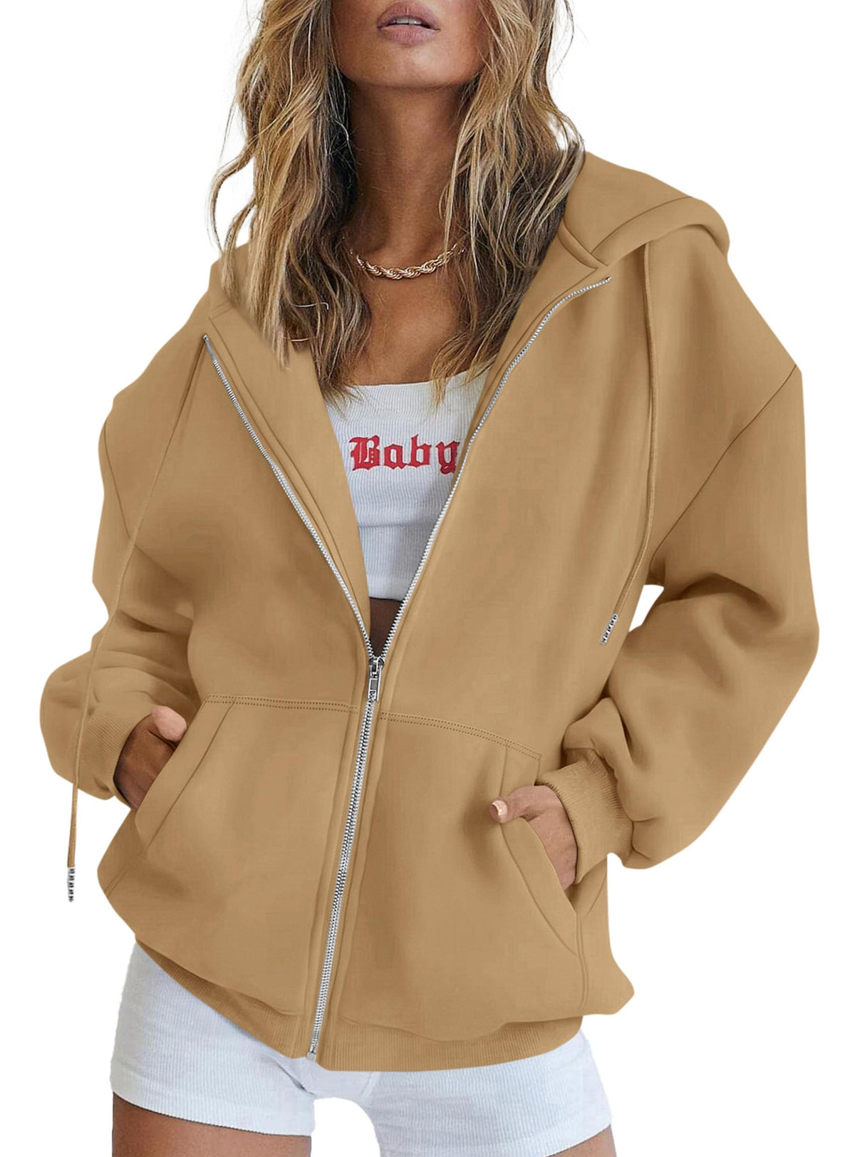 PRETTYGARDEN Women's Fall Zip-Up Hoodie Sweatshirt