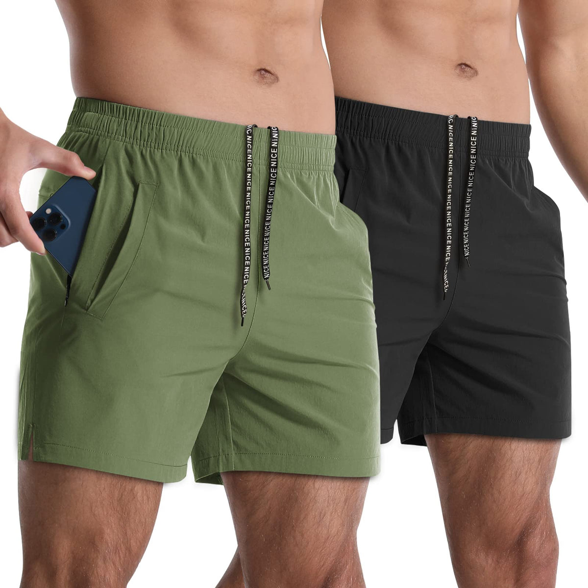 Lempue Men's 5-Inch Athletic Workout Shorts 2-Pack