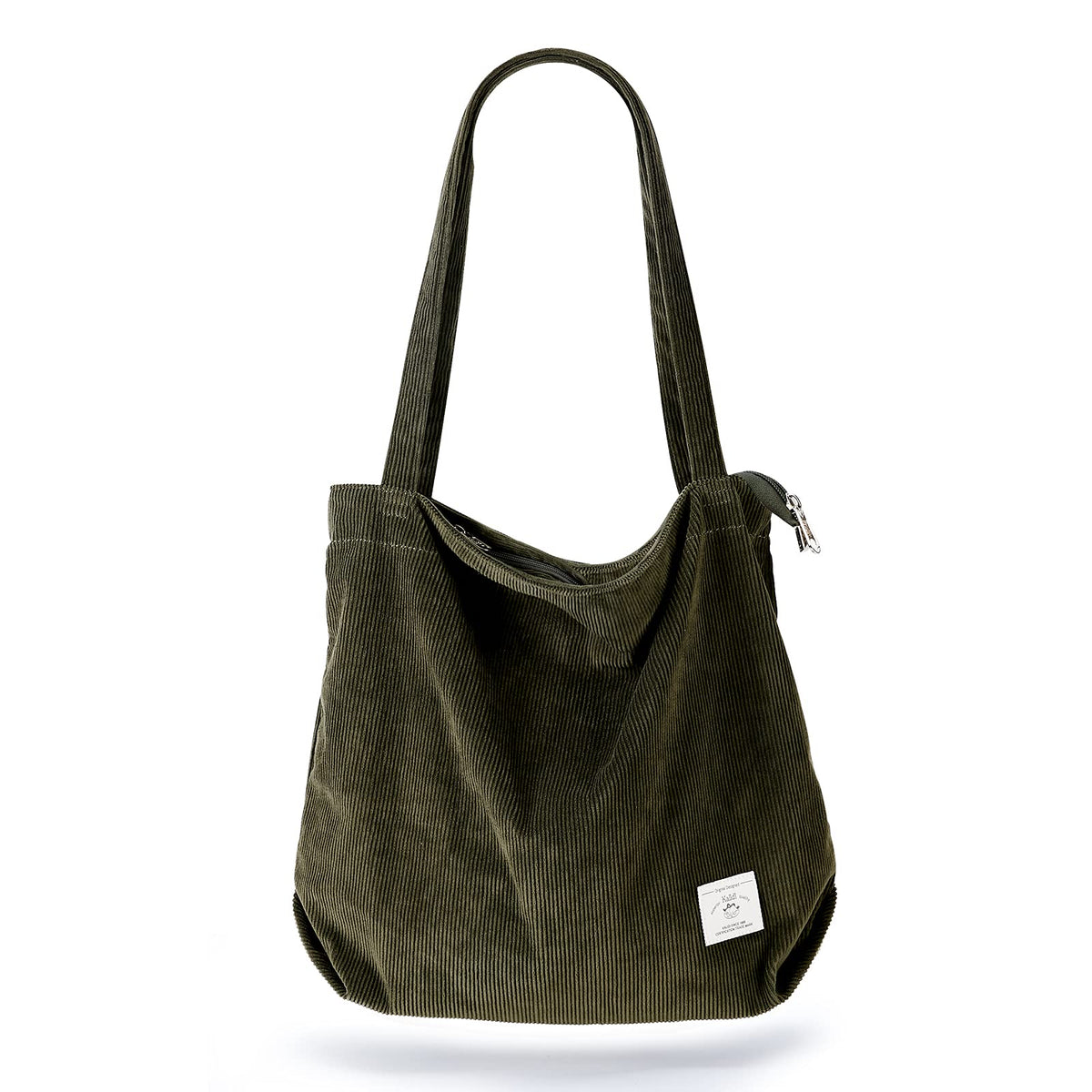 KALIDI Women's Large Corduroy Zipper Tote Shoulder Bag