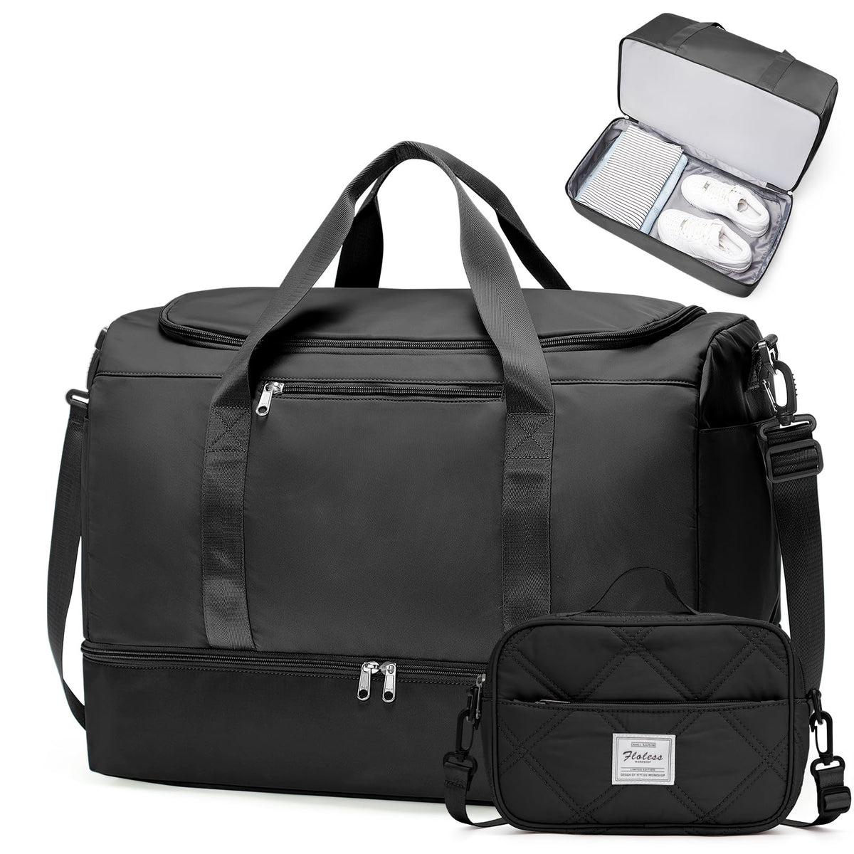 Women's Large Weekender Duffle Bag with Shoe Compartment