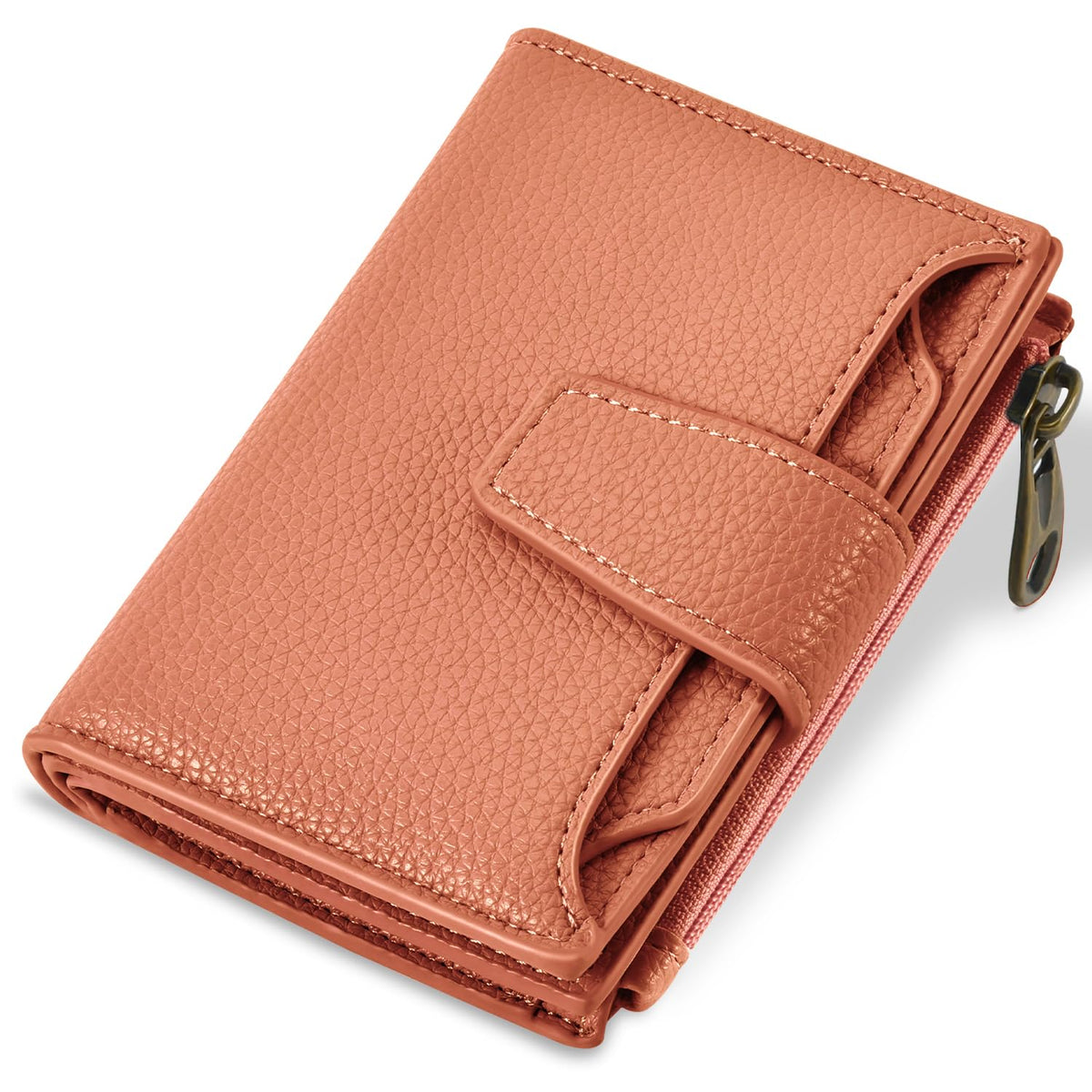 Women's Compact RFID Bifold Leather Wallet with ID Window
