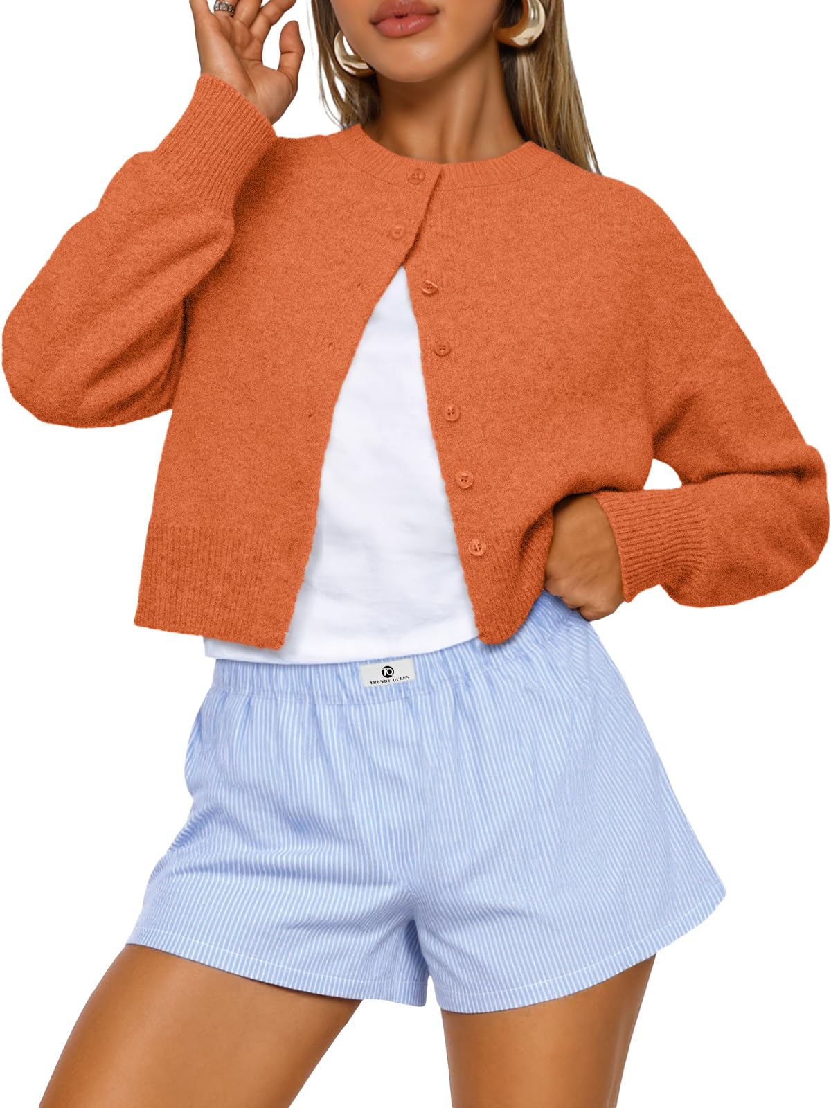 Trendy Queen Women's Cropped Fall Cardigan Sweater