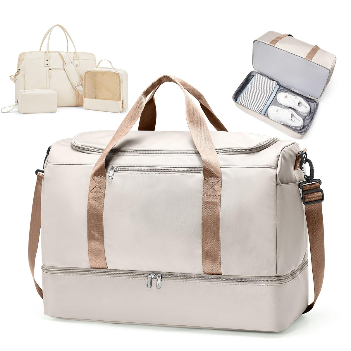 Women's Large Weekender Duffle Bag with Shoe Compartment