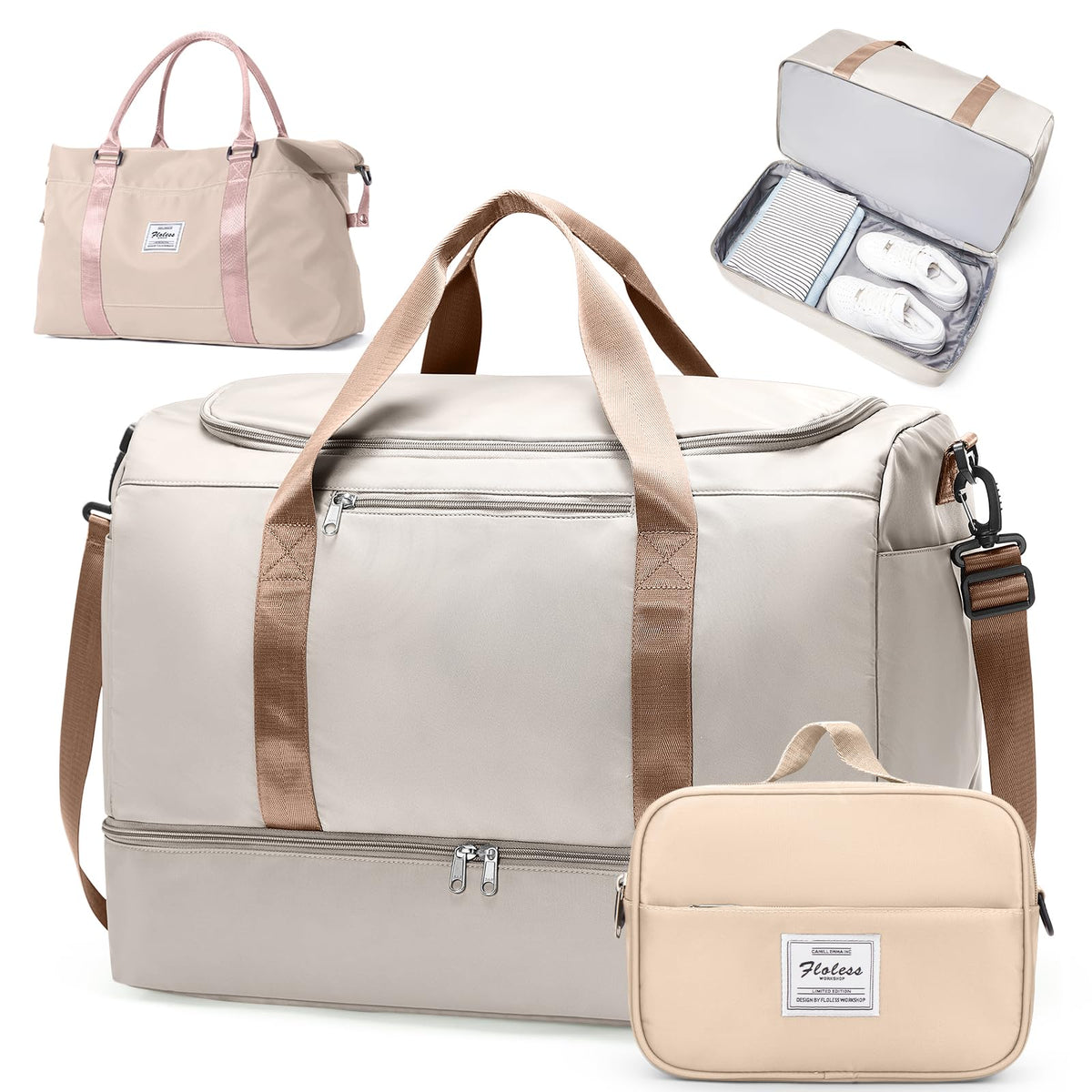 Women's Large Weekender Duffle Bag with Shoe Compartment
