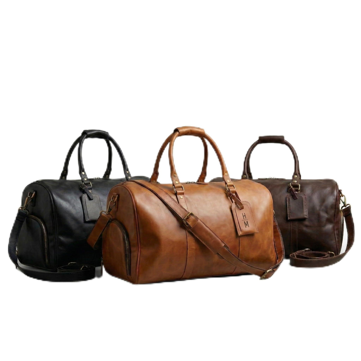 Men's Waterproof Leather Weekender Duffle Bag with Shoe Compartment