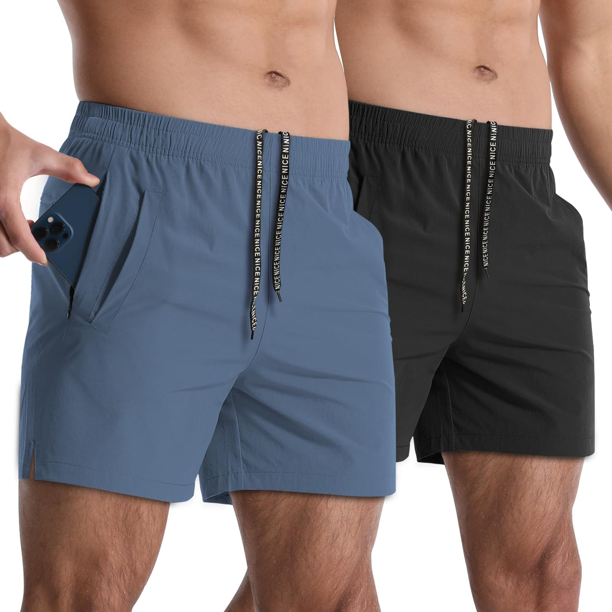 Lempue Men's 5-Inch Athletic Workout Shorts 2-Pack