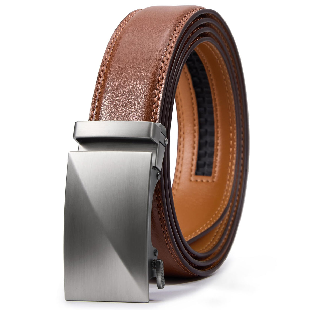 Men's Leather Ratchet Belt for Dress and Casual Wear