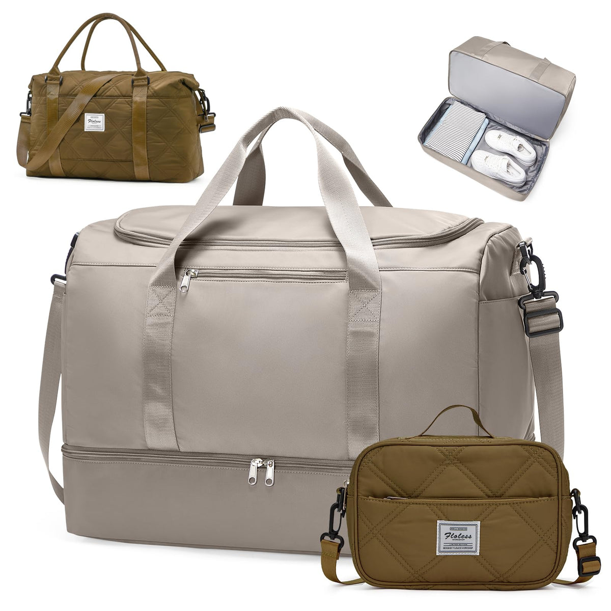 Women's Large Weekender Duffle Bag with Shoe Compartment