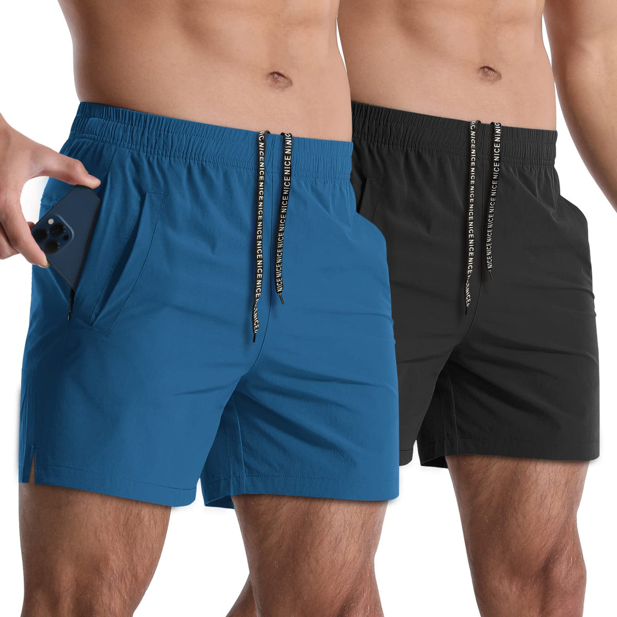 Lempue Men's 5-Inch Athletic Workout Shorts 2-Pack