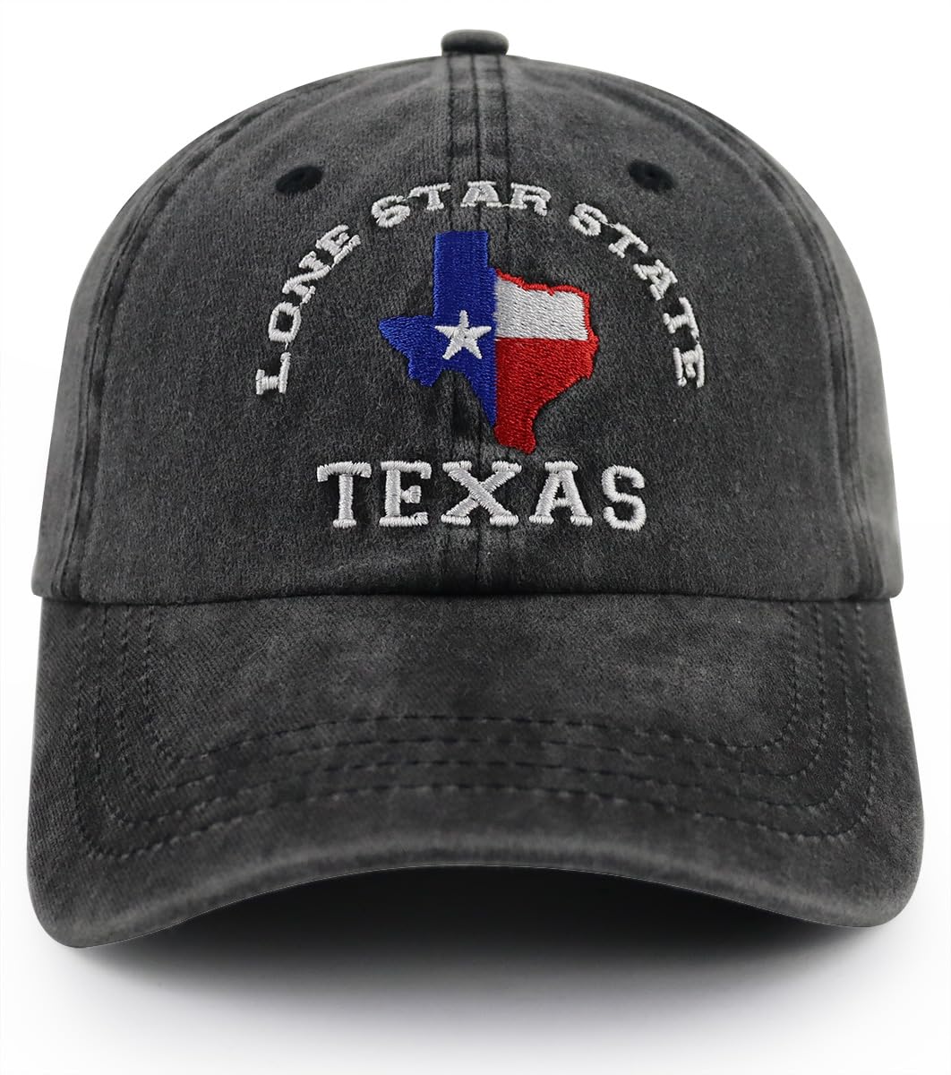Texas Flag Embroidered Adjustable Cotton Baseball Cap