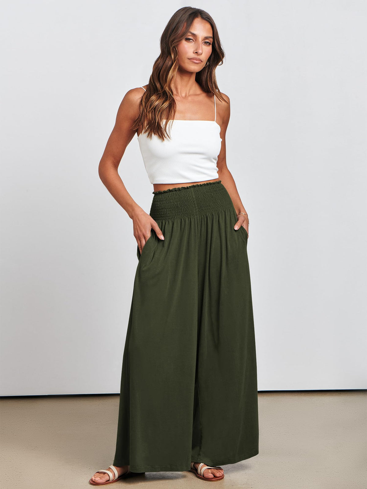 ANRABESS Women's Casual Wide-Leg Palazzo Pants with Pockets