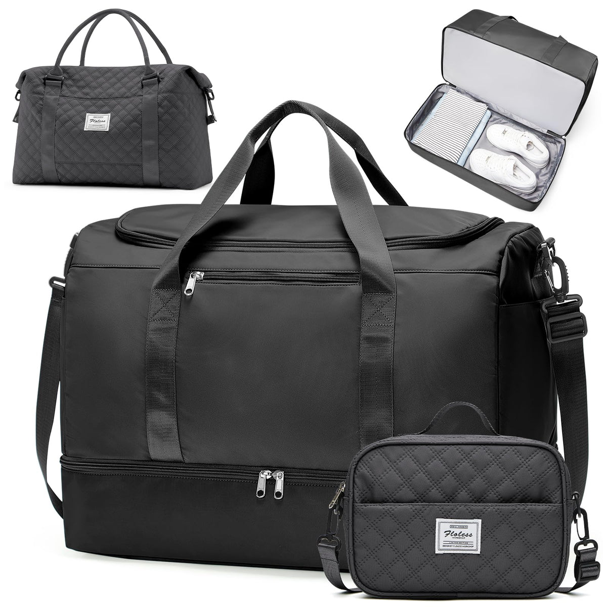 Women's Large Weekender Duffle Bag with Shoe Compartment
