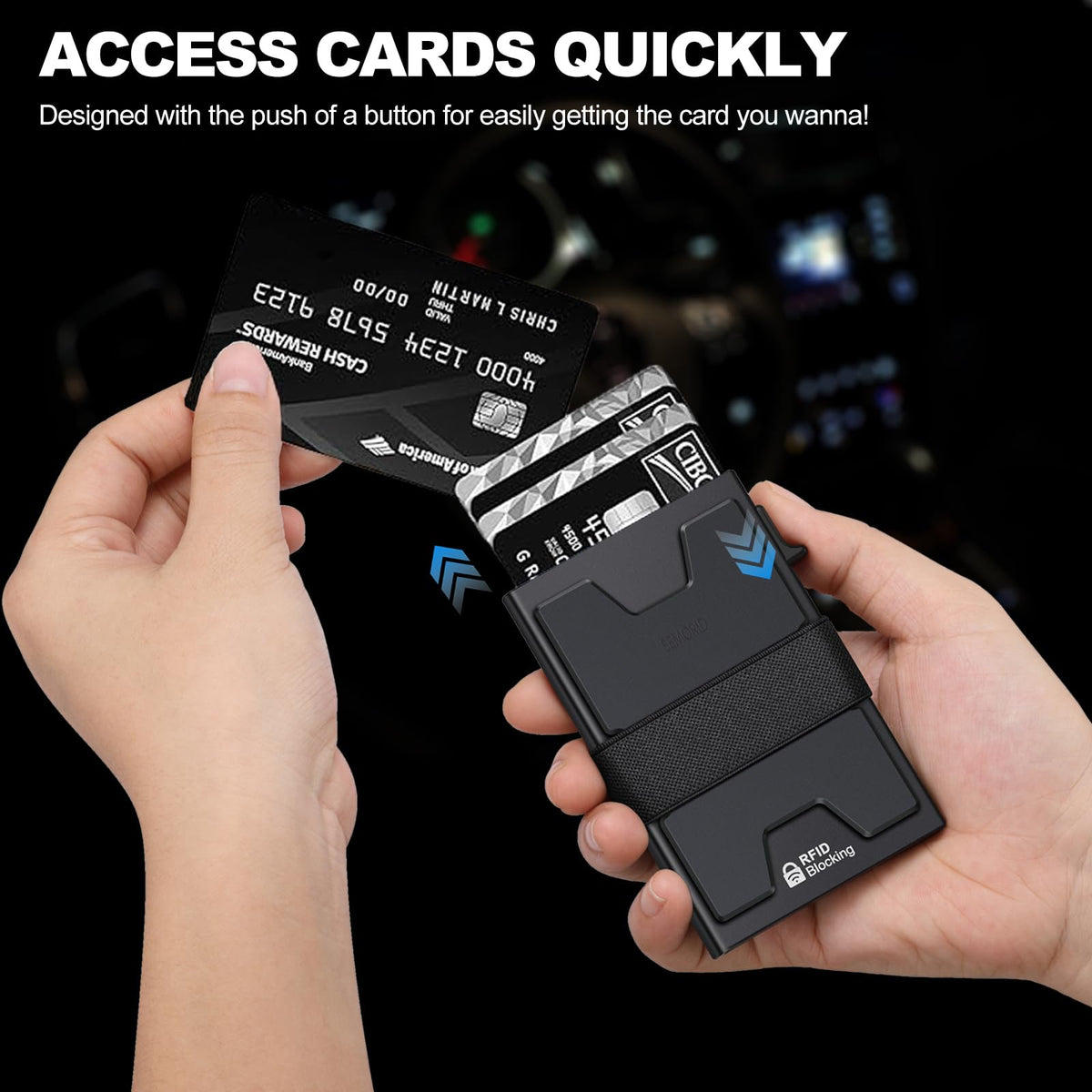Men's Slim RFID Aluminum Pop-Up Card Holder Wallet