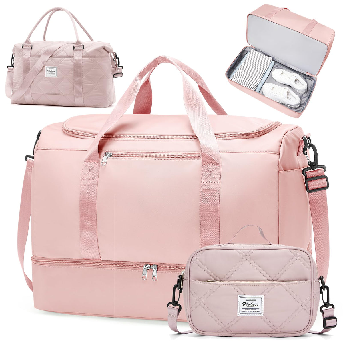 Women's Large Weekender Duffle Bag with Shoe Compartment
