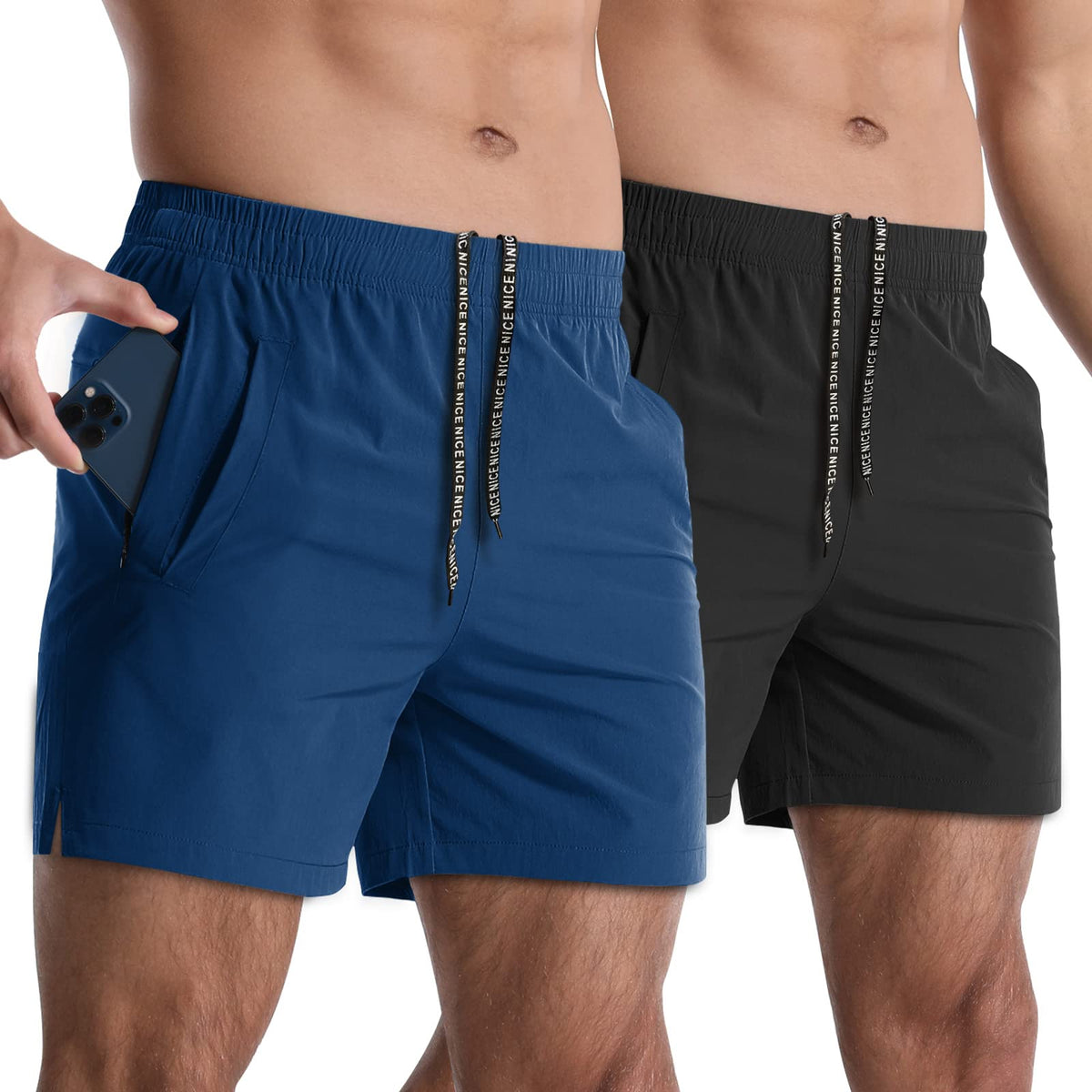 Lempue Men's 5-Inch Athletic Workout Shorts 2-Pack