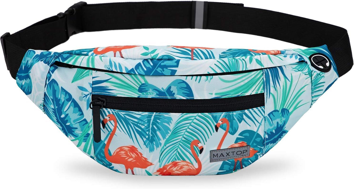MAXTOP Unisex Large Crossbody Fanny Pack with 4 Zipper Pockets