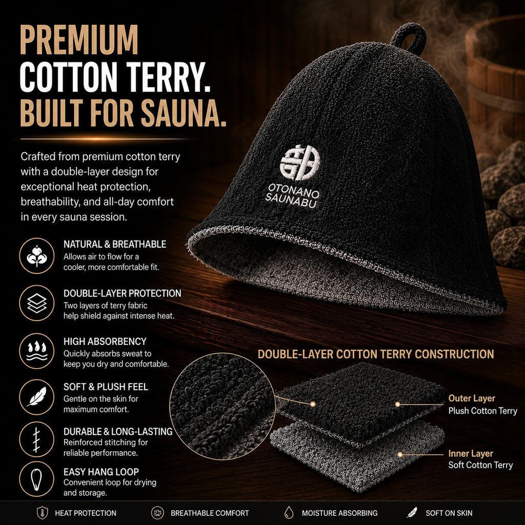 Reversible Double-Layer 100% Cotton Japanese Sauna Hat